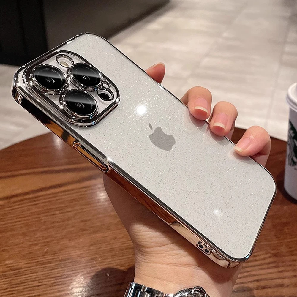 

Classic Fashion Flash Powder Transparent Soft Shockproof Mobile Phone Case for IPhone16 15 14 13 Pro Max Mini The Perfect Case