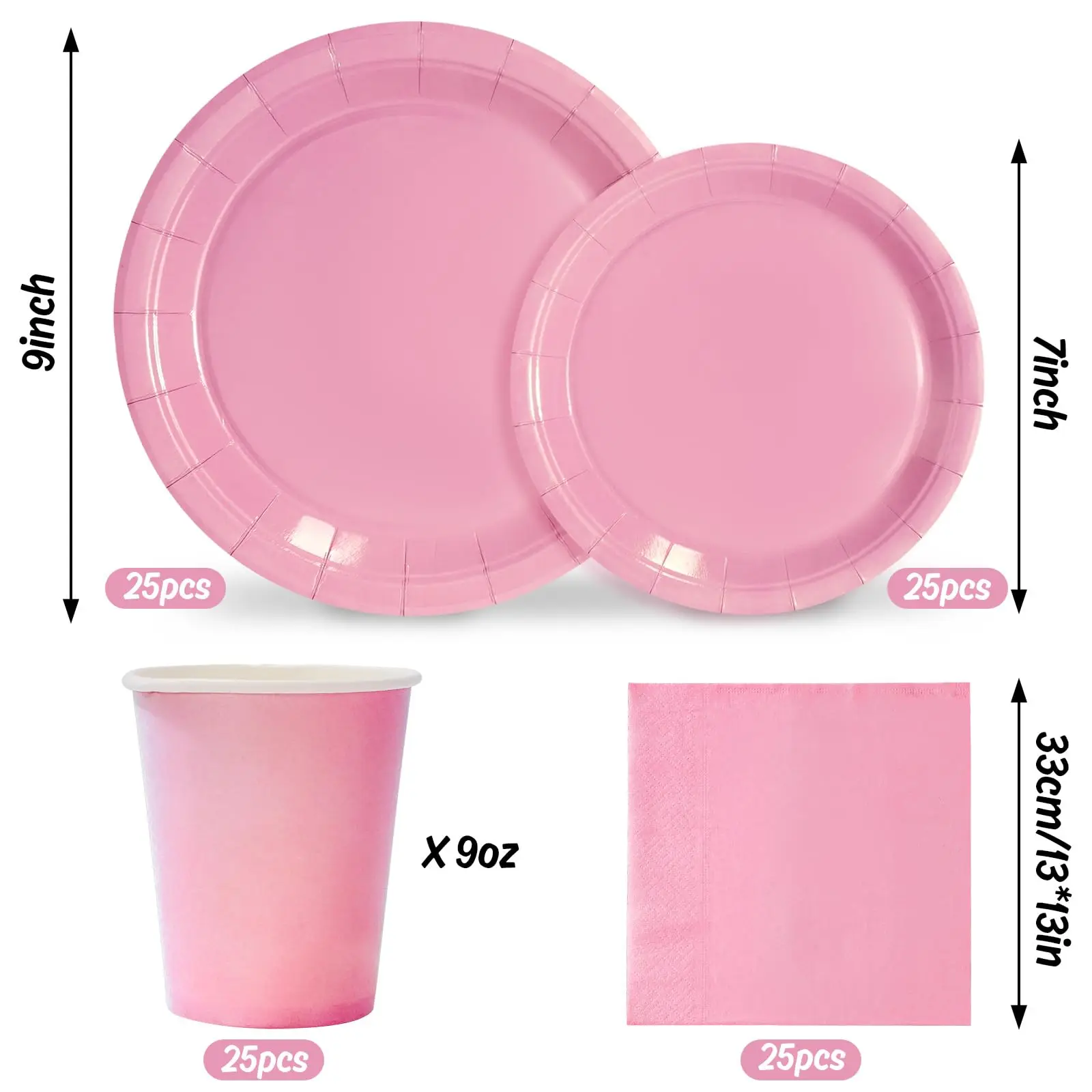 Solid Color Party Set Light Pink Tableware Paper Cup Paper Plate Tablecloth Wedding Birthday Bride Party Supplies Decorations