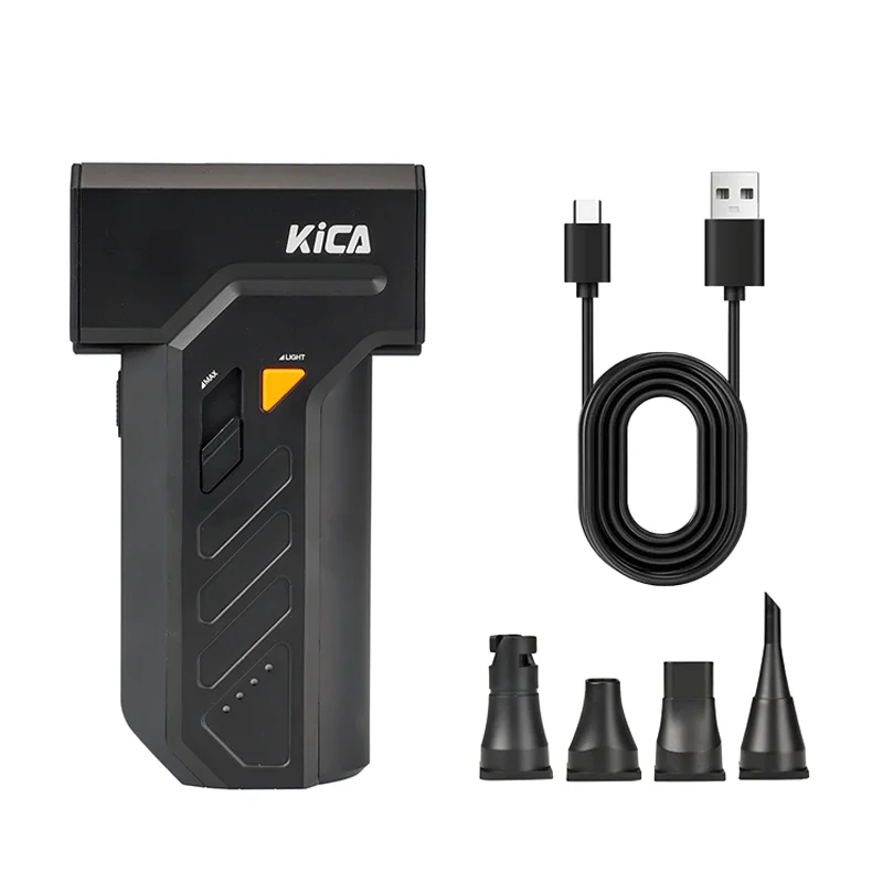 KiCA Jet Fan Ultra Multifunctionele Luchtblazer – 116000 RPM 45m/s Draadloze Stofblazer voor Buitenuitrusting, Auto, Toetsenbord & Campingreiniging