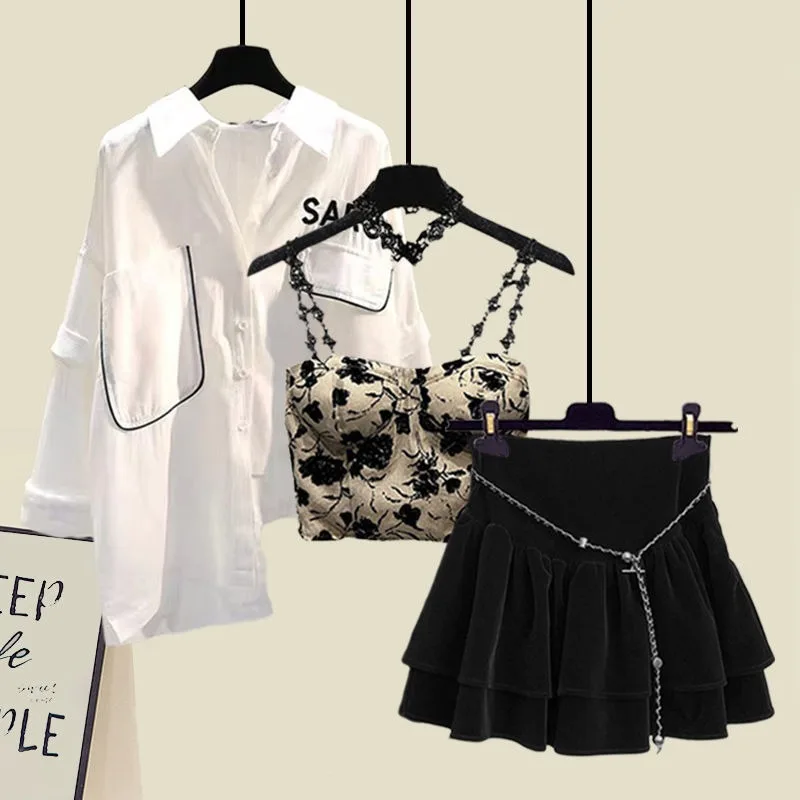 

Летний комплект из двух предметов с цветочным принтом: женский модный дизайн, юбка-миди с асимметричным краем, коллекция Pure Desire