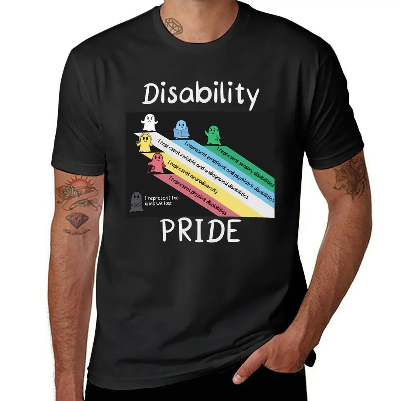 Disability Pride With Ghosts And Descriptions T-Shirt sports fans new edition fitted t shirts for men