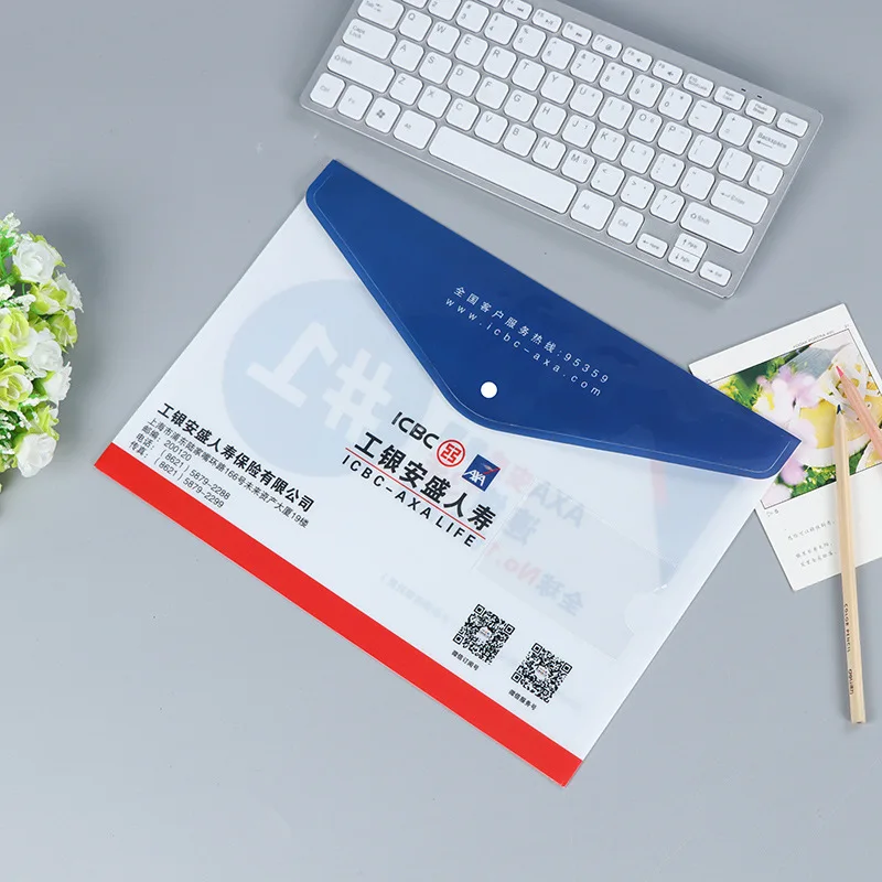 Custom. Factory Cartoon A4 Snap-Fastener File Bag Pp Plastic A5 File Bag Color Folder Printable