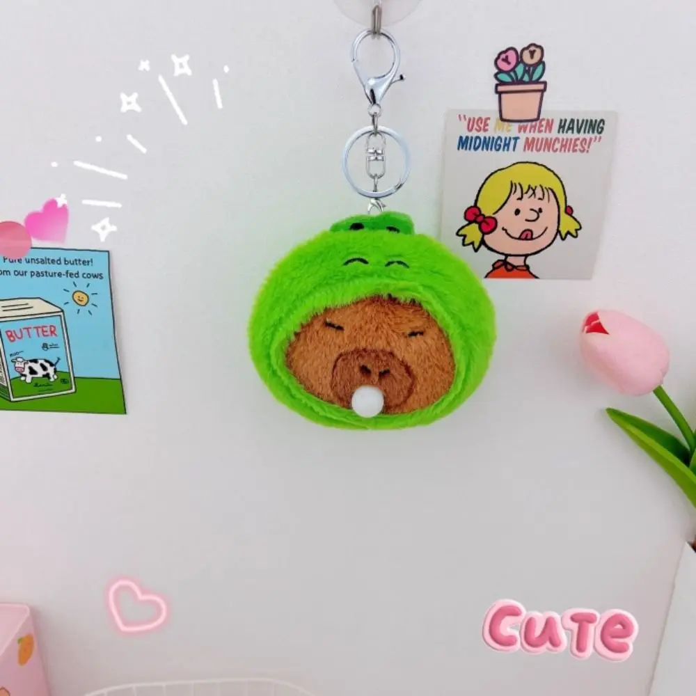 Plüsch Capybara Schlüssel bund mehrfarbige Kopf bedeckung Capybara Puppe Capybara Tasche Anhänger weichen Cartoon flauschige Tier puppe Geburtstags geschenk