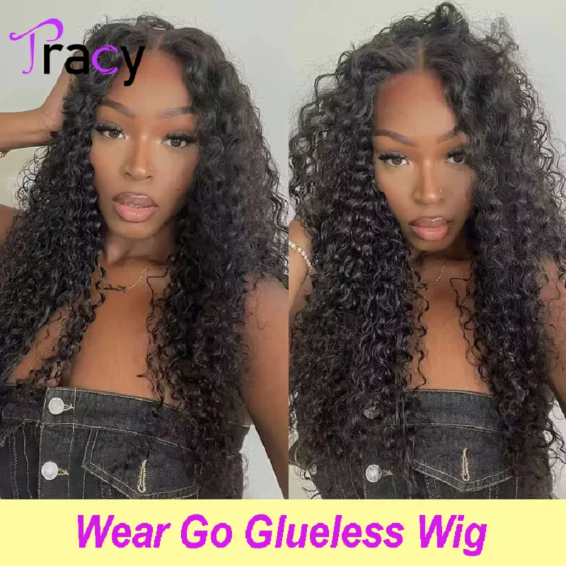 

Tracy Hair 6x4 HD Lace Glueless Wig Human Hair Ready to Wear and Go Pre Cut Wig Kinky Curly Hair for Women Pre Plucked Wig
