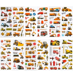 Kids Cars Trucks Stickers Party Supplies 12/24 Sheets Boy 3D Puffy Construction Vehicle Stickers for Kids Toddler Reusable Stick