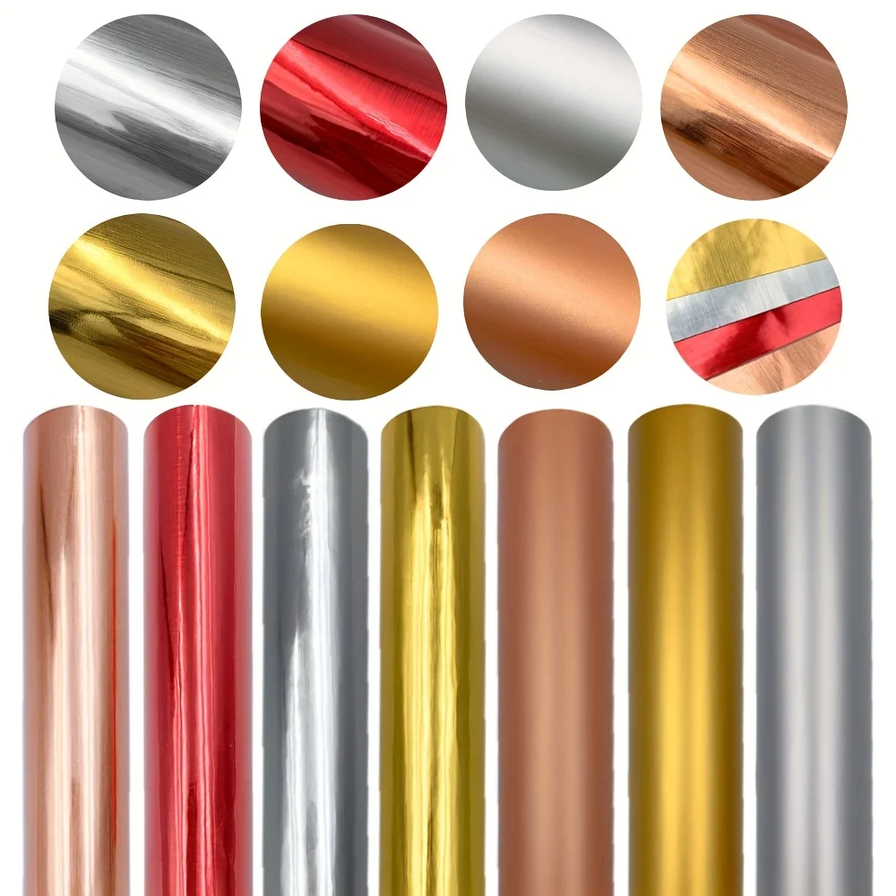 8sheets Metal Brushed Self-adhesive Vinyl For Cricut Lettering Instant Sticker Cup Wall Car Sticker Home Decoration DIY 12\