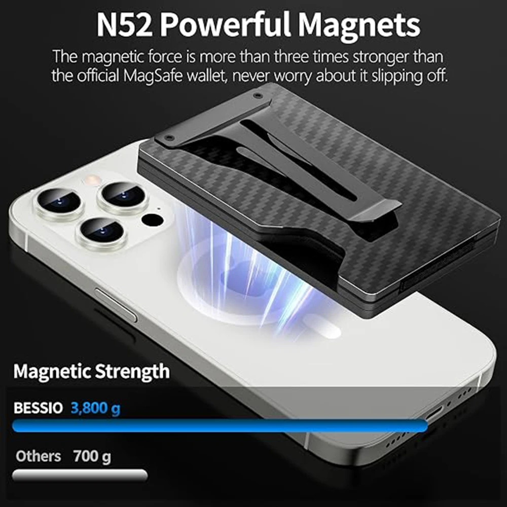 MagSafe Magnetische Metall-Handyhülle mit AirTag-Fach, Kartenhalter, RFID-Blockierung, Geldklammer und Magnetischem Kartenetui für iPhone 12 bis 16 – Detail 9