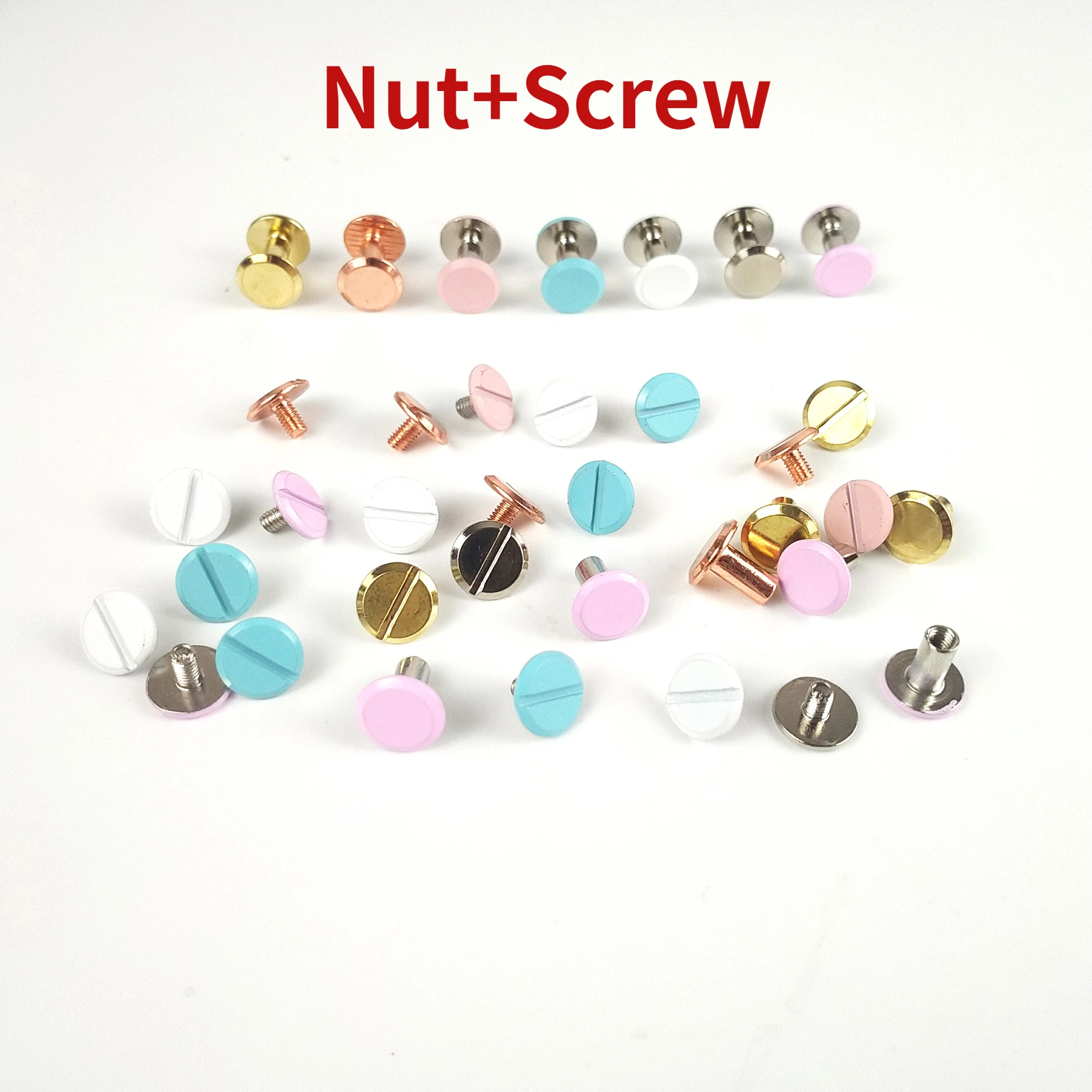 100pcs 8mm Iron Clip Matching Nails A5A6 Painted Metal Binder Accessories Binder Journal Cannulated Metal Ring Nut Screw Nails