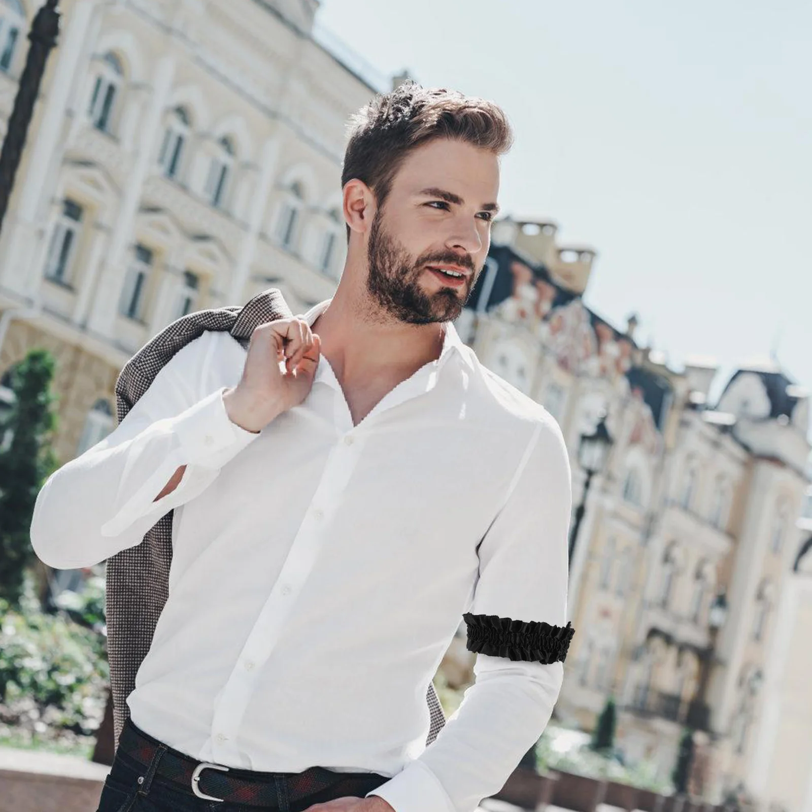 3 أزواج من أربطة الذراع العلوية للرجال من الساتان المطاطي، مريحة ومرنة وأنيقة ومضادة للانزلاق للاستبدال اليومي