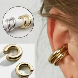 Unique Fake Piercing Metal Ear Clips Asymmetry Round Cartilage Ear Clip for Women Fashion Jewellery Christmas Gift