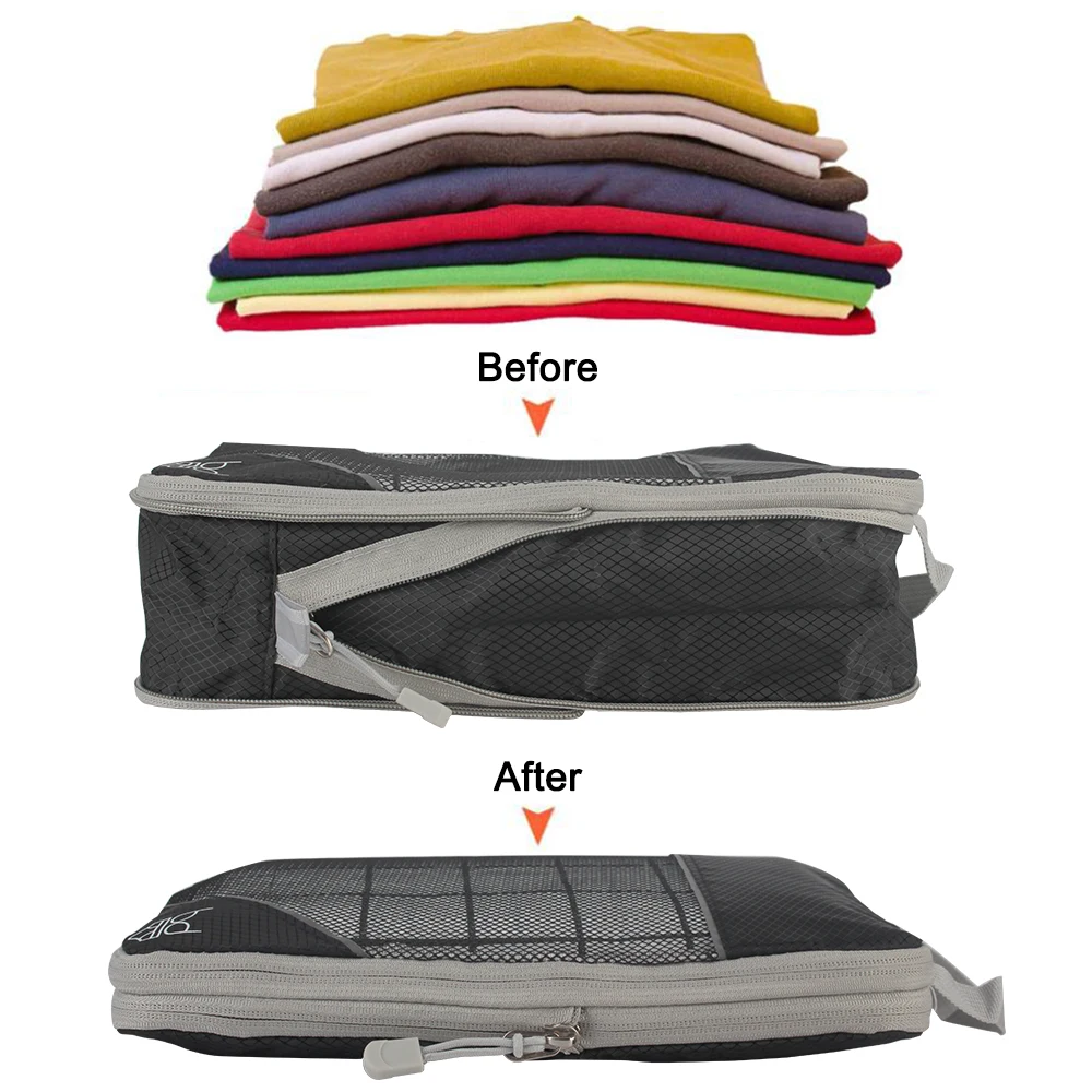 

Portable Mesh Visual Luggage 3/6 Pieces Compressible Suitcase Bags Packing Cubes Travel Storage Organizer Set Lightweight