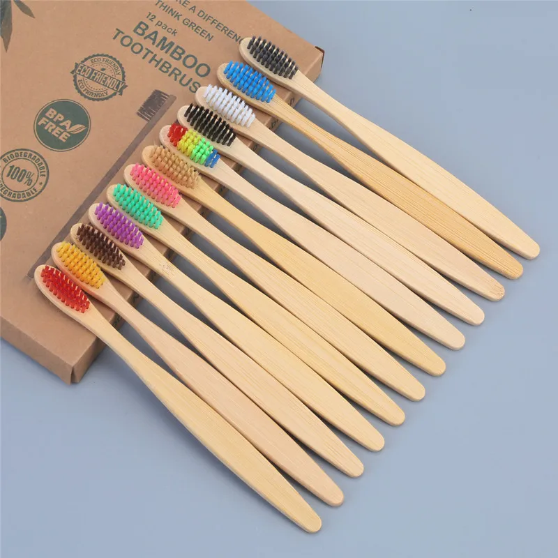 100Pcs Natural Bamboo Toothbrush Wood Toothbrushes Soft Bristles Fiber Teeth Brush Eco-Friendly Oral Care wholesale