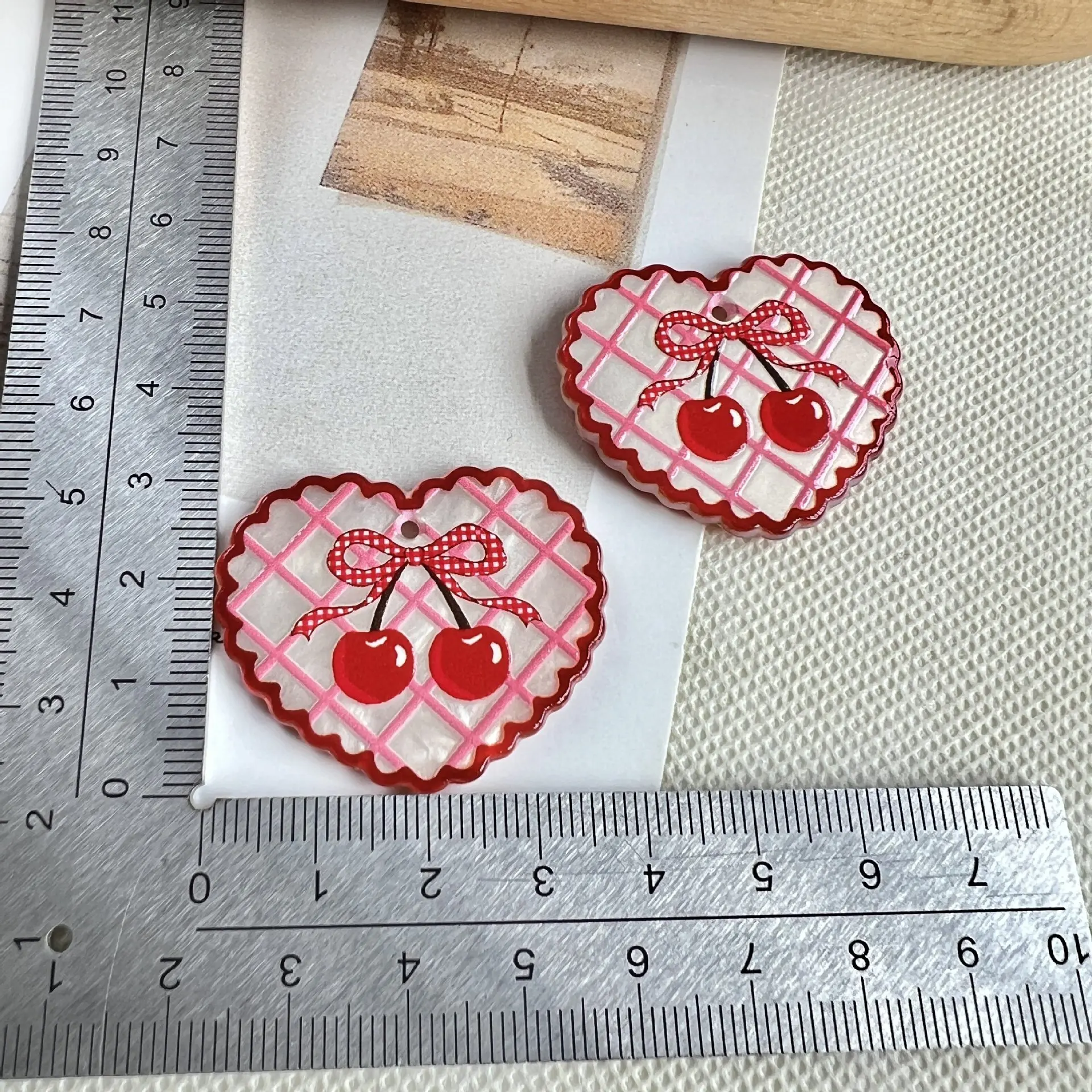 10pcs Handmade Love Heart Pendant Charms Butterfly Cherry Necklace Earrings Pendant Connectors Diy Jewelry Making Accessories
