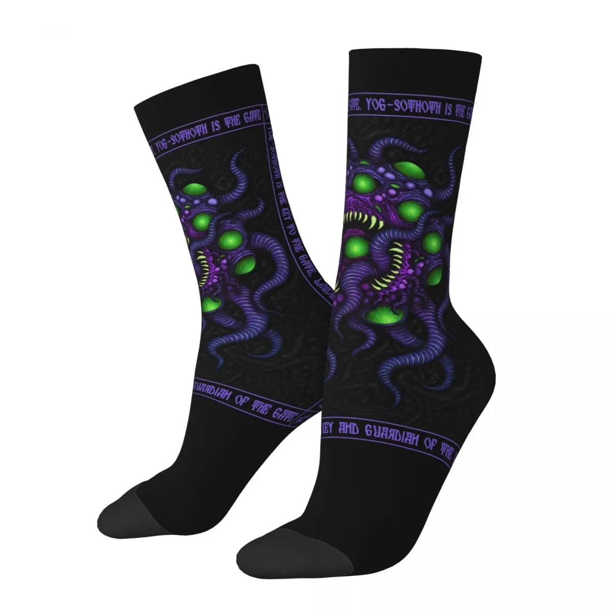 Sock for Men Yog-Sothoth Icon Harajuku Cthulhu Mythology Billions of Brilliant Spheres Seamless Pattern Boys Crew Sock