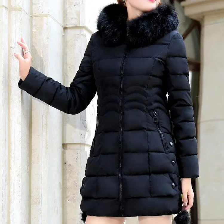 Parkas à capuche pour femmes avec grand col en fourrure, veste d'hiver pour femmes, optique chaude, manteau en coton, mode décontractée féminine, OupillR006, 2024