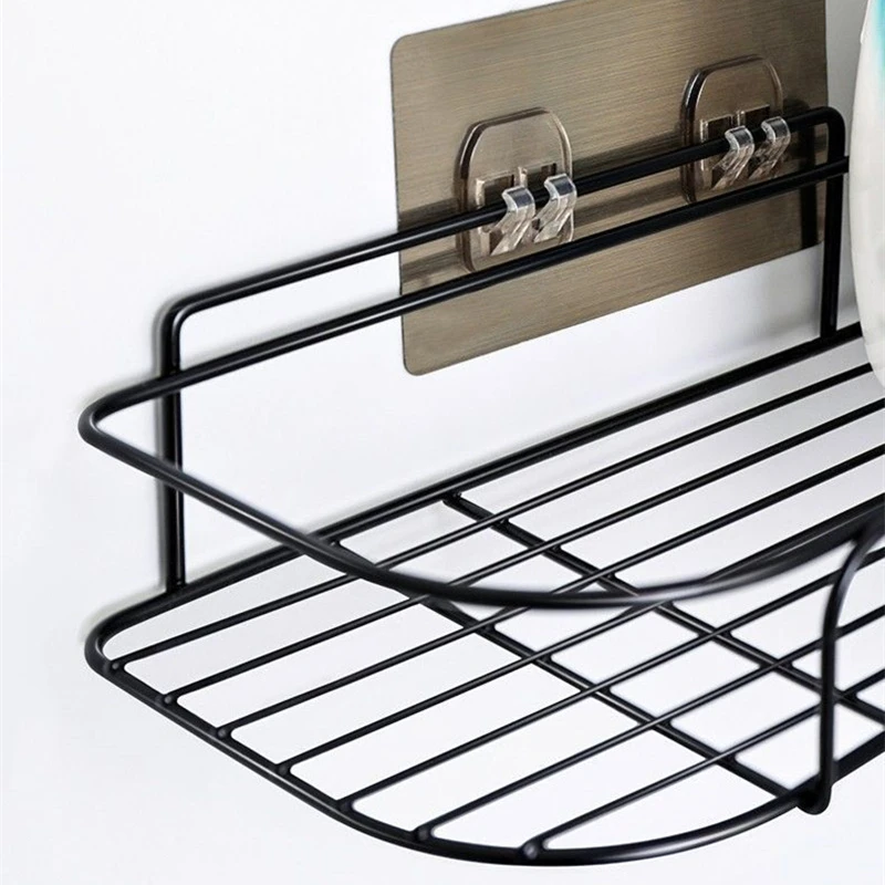Bathroom Shelf Shampoo Storage Shelf Cosmetic Holder No Punch Metal Shelf Condiment Organizer Corner Shelf Bathroom Accessories