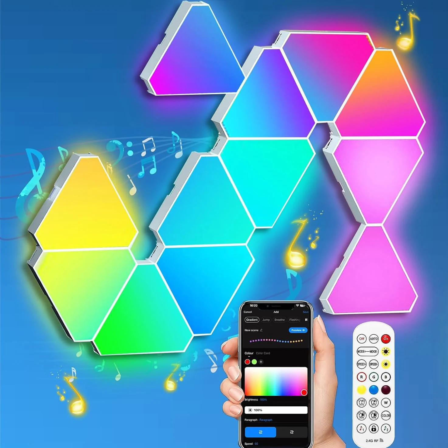 

LED Ambient Lights for Gaming Setup, RGB Wall Lights for Bedroom, Smart Home Light Panels, APP/Remote Control Gaming Room Decor