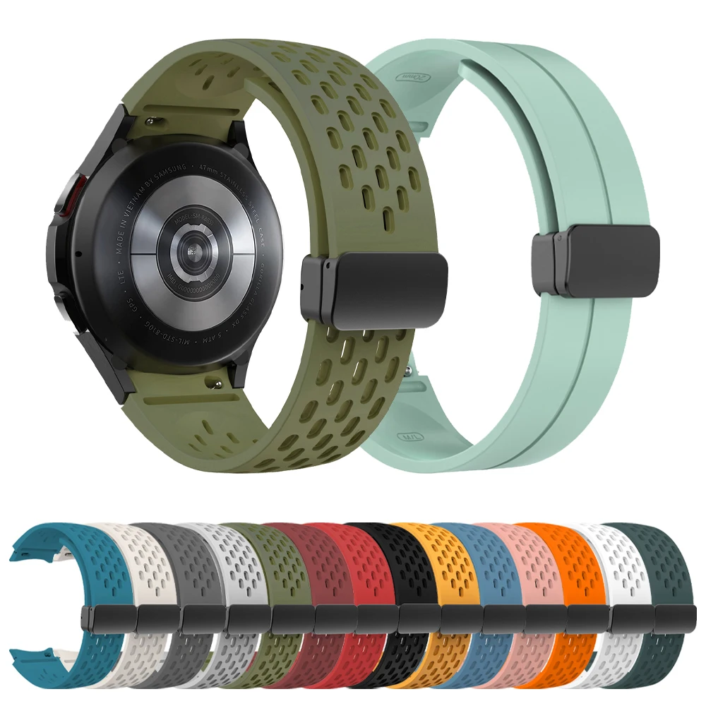 サムスンギャラクシーウォッチ用シリコンストラップ、磁気バックル、スポーツブレスレット、クラシックウォッチバンド、7、6、4、5プロ、40mm、44mm、47mm、46mm、43mm、42mm
