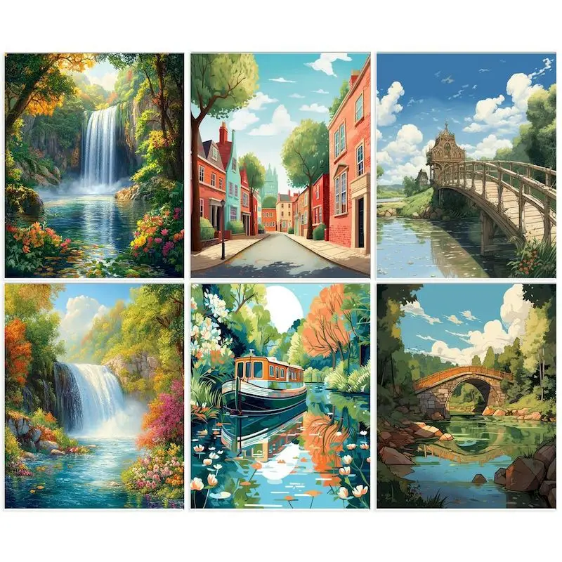 

GATYZTORY Classic Painting By Numbers For Adults Acrylic Flower Handpainted Unframe Coloring By Numbers Dining Room Decoration