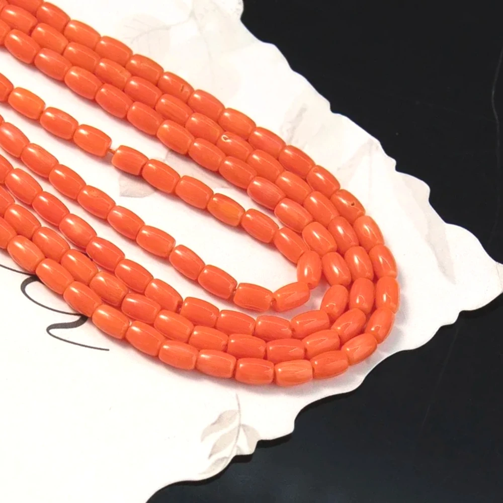 الصف رائعة دلو شكل المرجان الطبيعي الخرز ستراند 4x6 مللي متر البرتقال خرزة مباعدة لصنع سوار ذاتي الصنع قلادة القرط #5