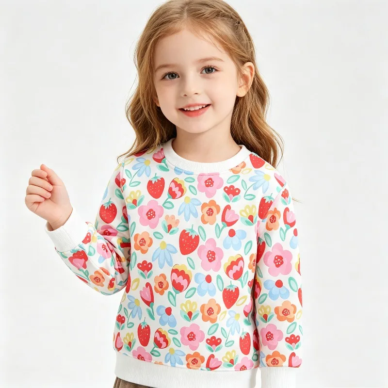 Girls Sweatshirts Fashion Cherry Print Pullover for Kids Spring Autumn Long Sleeved Children Tops Baby T-shirts Toddler Outfits