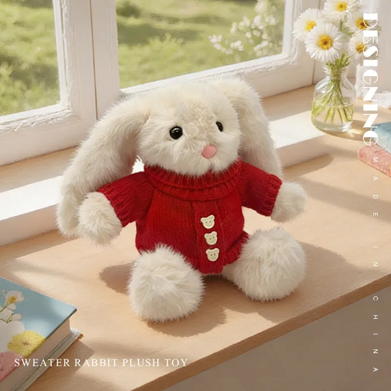 

Мягкая плюшевая игрушка-кролик с съемным вязаным кардиганом, пушистый зайчик, подарок для детей, подростков и женщин, 3 стиля