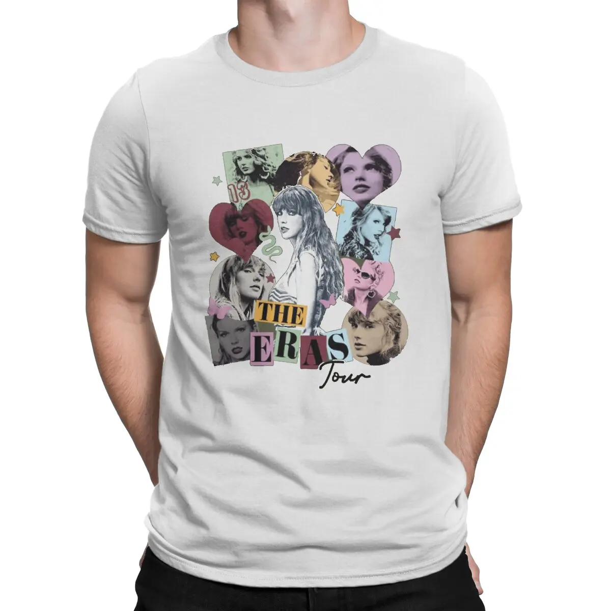 2026 Music Fan Collage Unisex T‑Shirt Front Spliced Portrait Pictures And Art Block Letter Print Cotton Short Sleeve Concert
