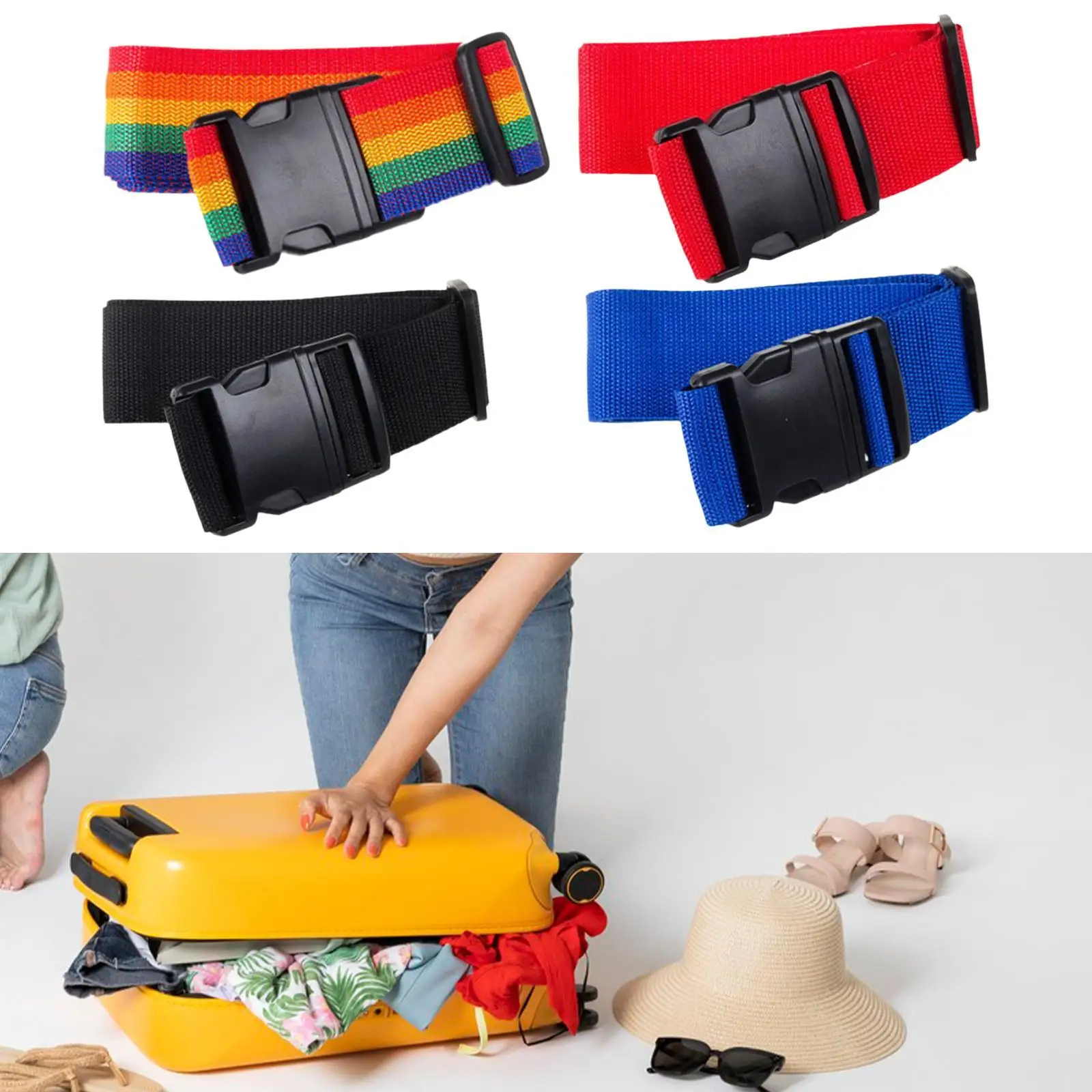 

Ремень для багажа длиной 6,5 футов, упаковочный ремень, универсальный, легкий для кемпинга, износостойкий, прочный, регулируемый аксессуар с пряжкой