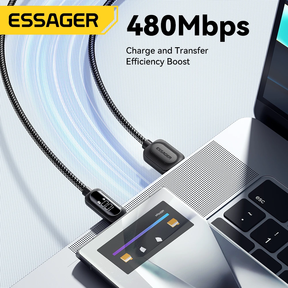 Essager 7A USB نوع C كابل آيفون 15 برو ماكس 100 واط/88 واط شحن سريع USB C كابل الحبل ل Xiaomi هواوي الشرف ممن لهم Oneplus #5