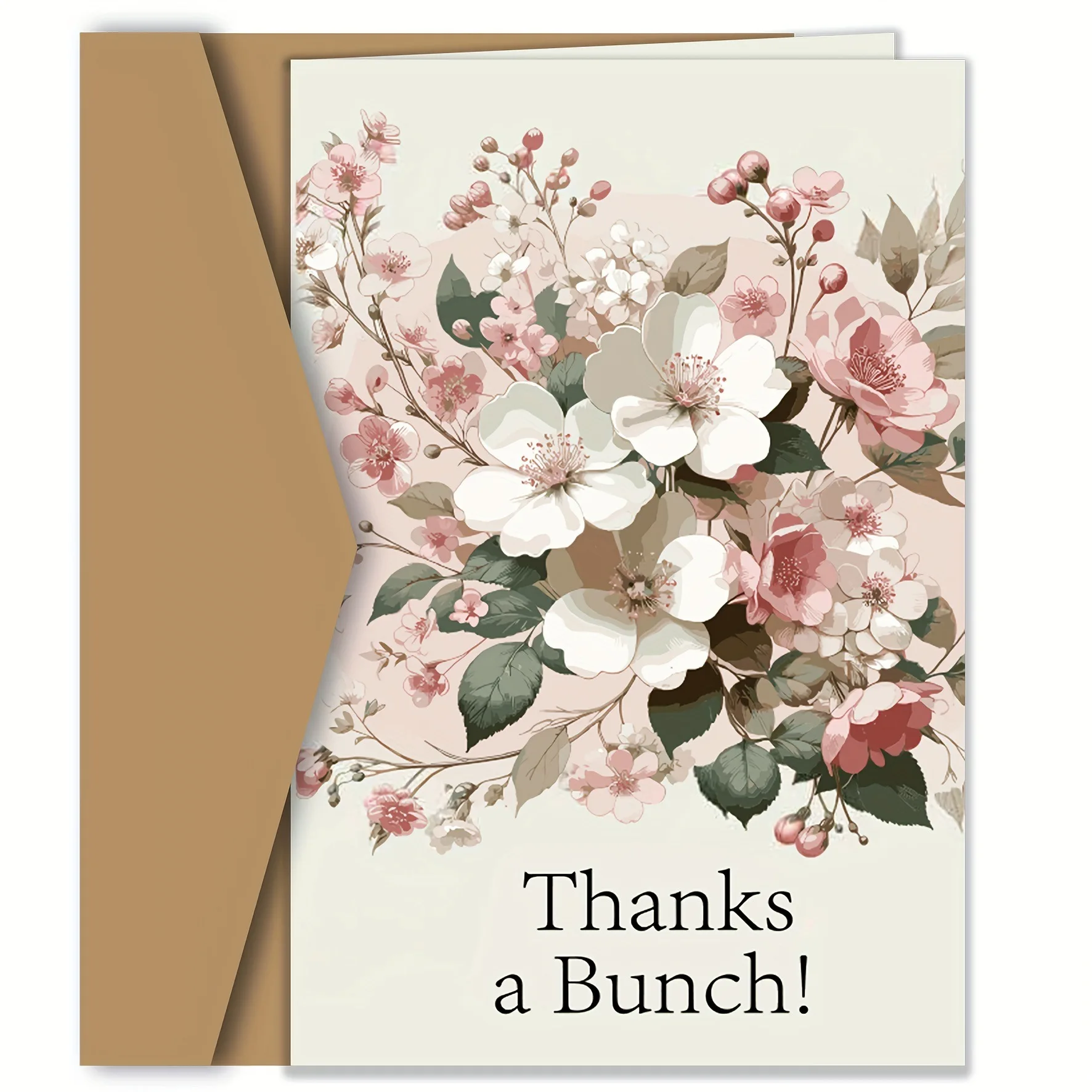 Carte de remerciement pour les fleurs, carte de vœux d'anniversaire avec enveloppe. Merci beaucoup! Carte d'appréciation florale à l'aquarelle. Doux et ardent