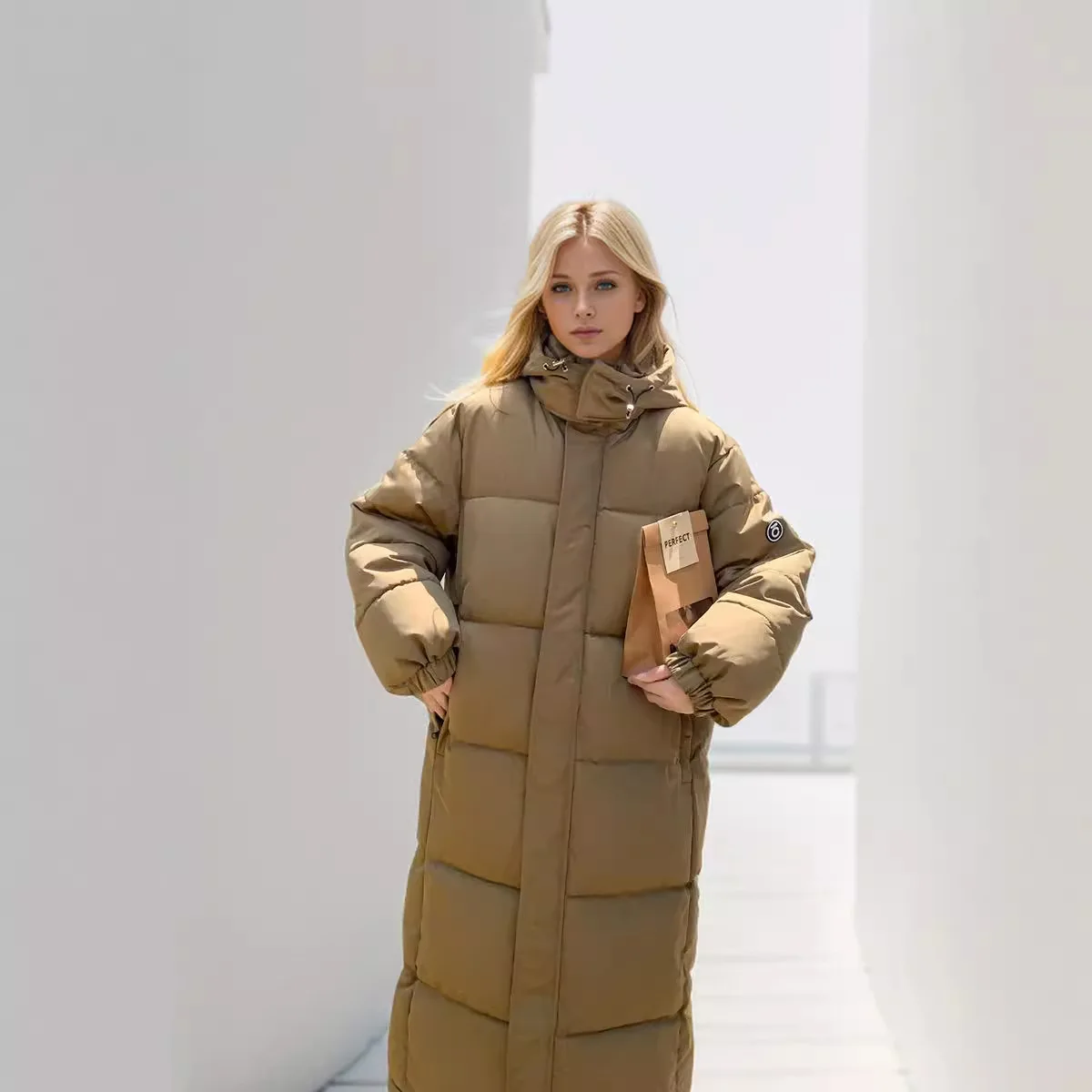 2024 Winter Lange Over-De-Knie Donzen Katoenen Jack Nieuwe Dames Casual Capuchon Pure Kleur Parkas Jassen Vrouwen Demi-Seizoen Jas