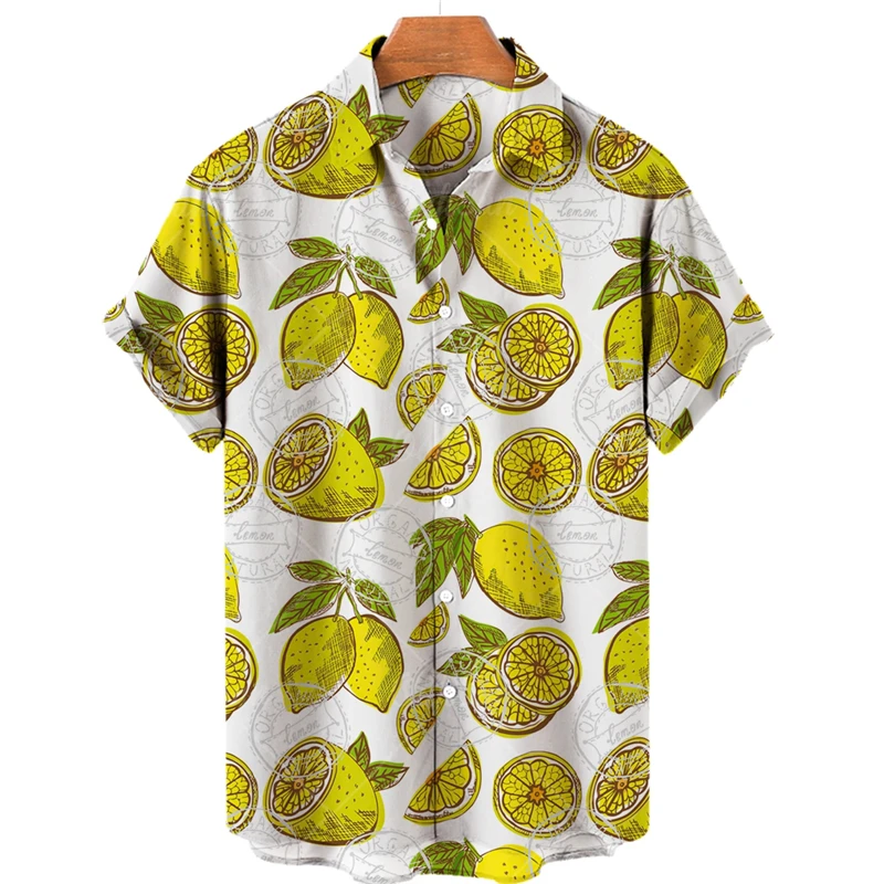 Camisa con estampado 3D de fruta de piña para hombre y mujer, camisas hawaianas de coco a la moda para playa, fiesta de vacaciones, camisetas informales con solapa con botones