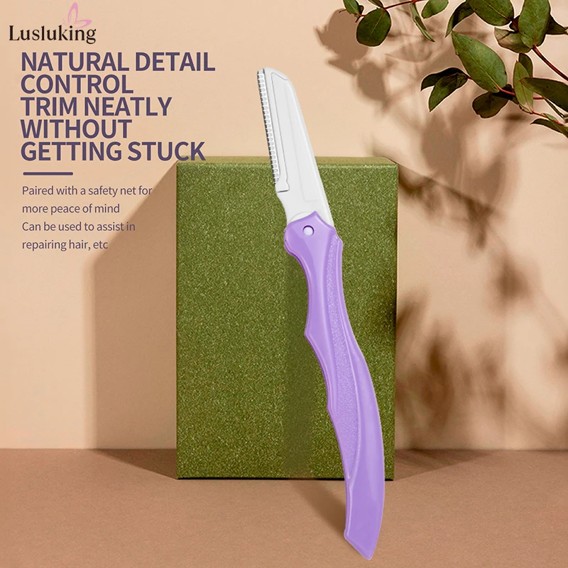 3 قطعة أداة العناية ببشرة الوجه مجموعة مقص تشذيب الحواجب مع مشط مدمج ملقط الحاجب أدوات التجميل ماكينة حلاقة الحاجب اللطيفة #6