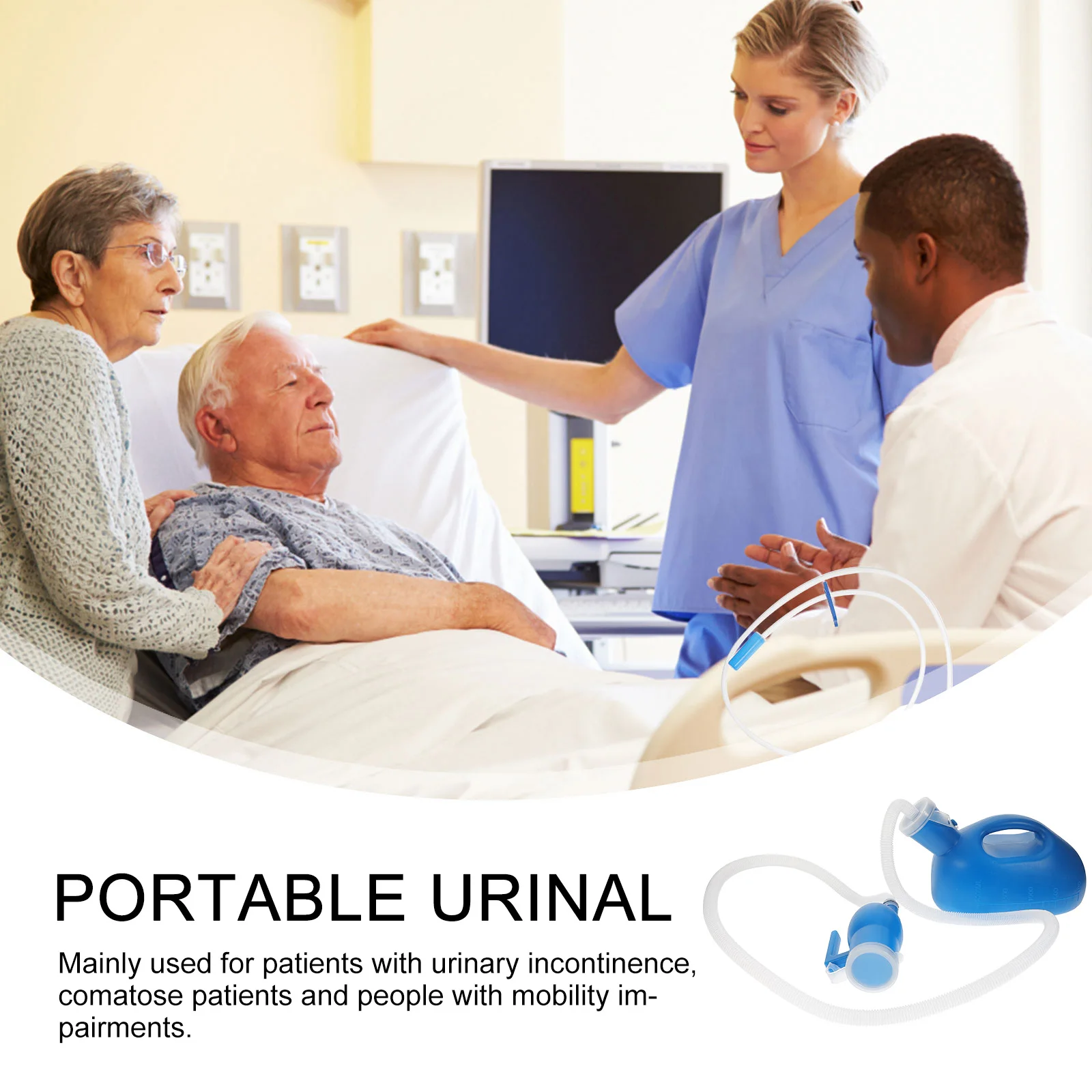 

1Pcs Urinal Pot Portable Male Urinal Bottle Large Capacity Smooth Mouth Handle Design Home Hospital Use Durable