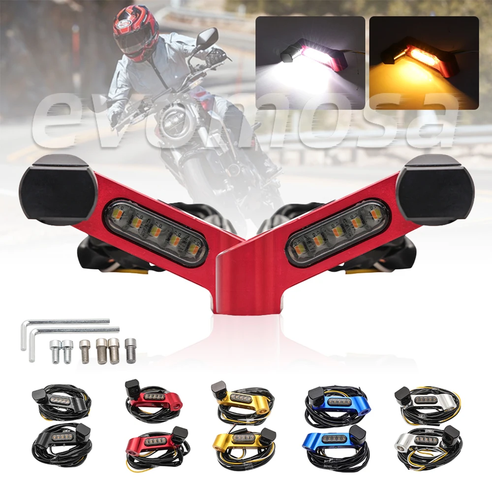 

Motorcycle Bike Mirror Mount Risers Extenders w/ LED Light Rearview Side Mirror Adapter CNC Aluminum 10mm Right & Left Thread