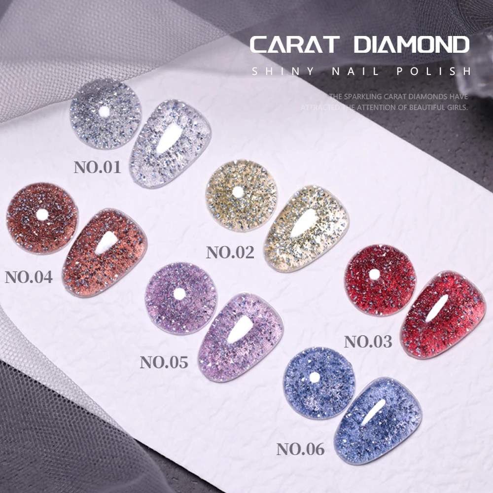 Vendeeni 6 cores reflexivo diamante quebrado gel unha polonês uv led glitter flash arte do prego verniz gel laca