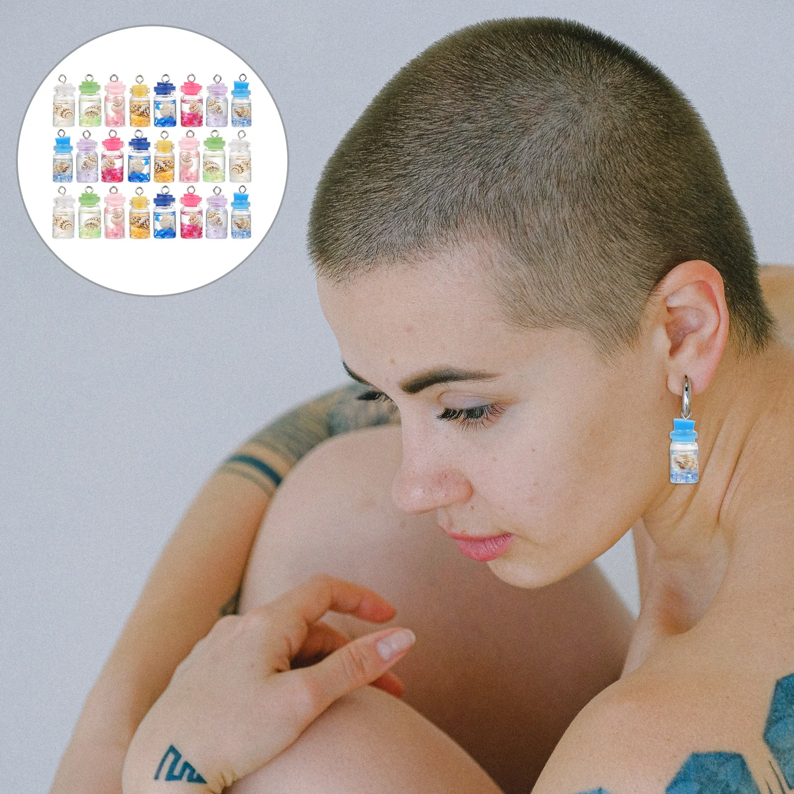 

24Pcs Resin Earring Pendant Conch Drift Bottle DIY Jewelry Making Charm for Bracelets Earrings Key Chains Necklace Accessories