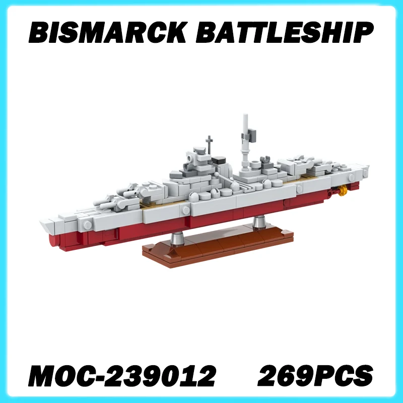 269 Uds. MOC-239012 Bismarck acorazado WW2 barcos militares modelo de guerra bloques de construcción DIY juguetes de montaje niño regalo de cumpleaños