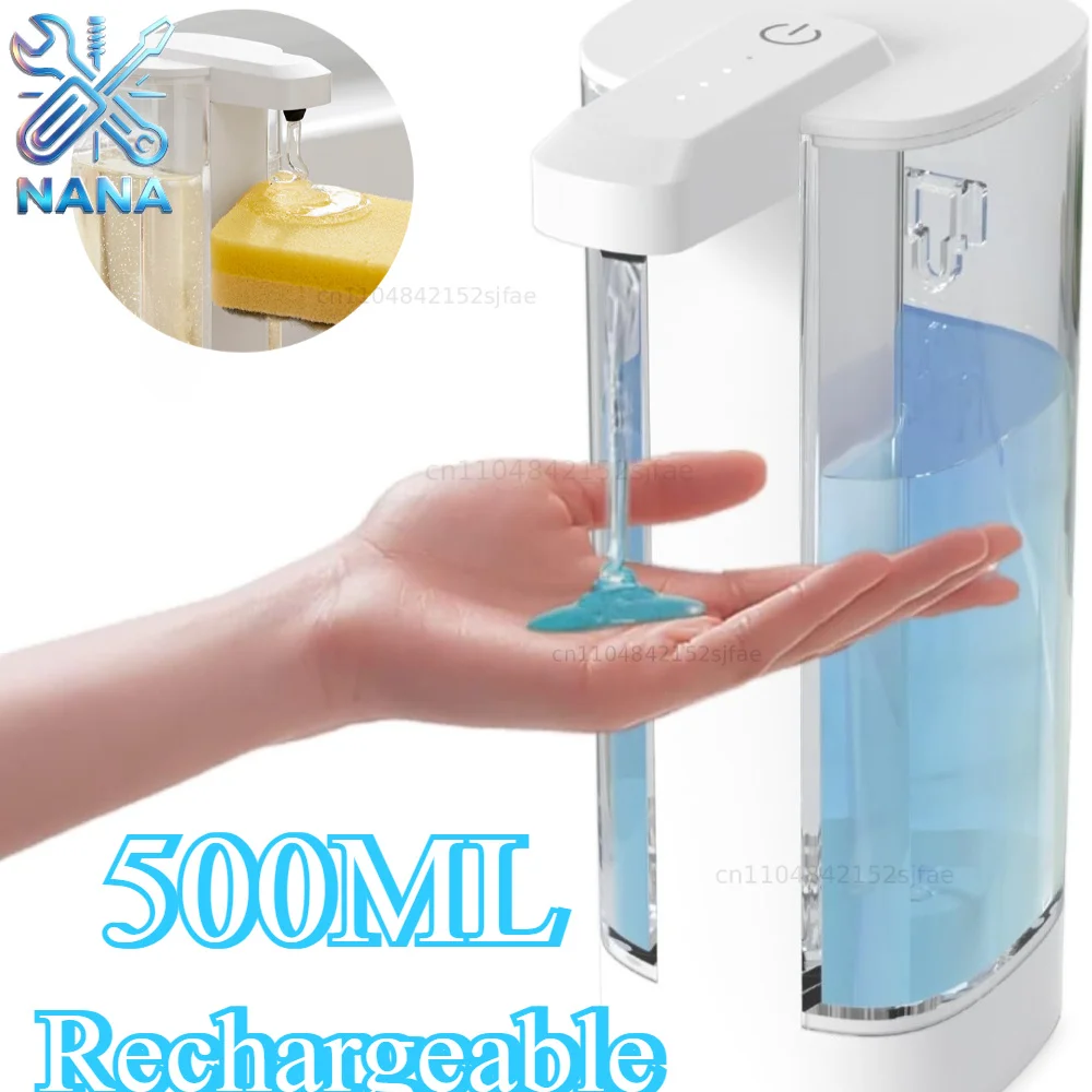 自動液体石鹸ディスペンサー、500ml壁掛けタッチレスハンドソープディスペンサー、キッチンソープディスペンサー、キッチンバスルーム用