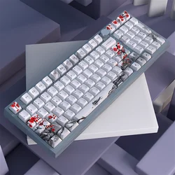 128 Keys Plum Blossom OEM Profile PBT Keycaps Customs Dye Sub Key caps for 61/68/75 Cherry MX Switch Gaming Mechanical Keyboard
