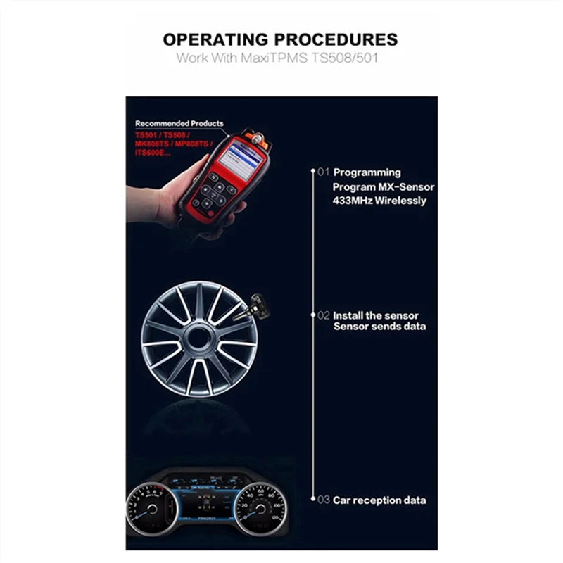 

6Pcs Programmable MX Sensor 315MHZ+433Mhz 2 In 1 TPMS Tire Pressure Sensor Monitor For Autel Tool TS408 TS508 ITS600