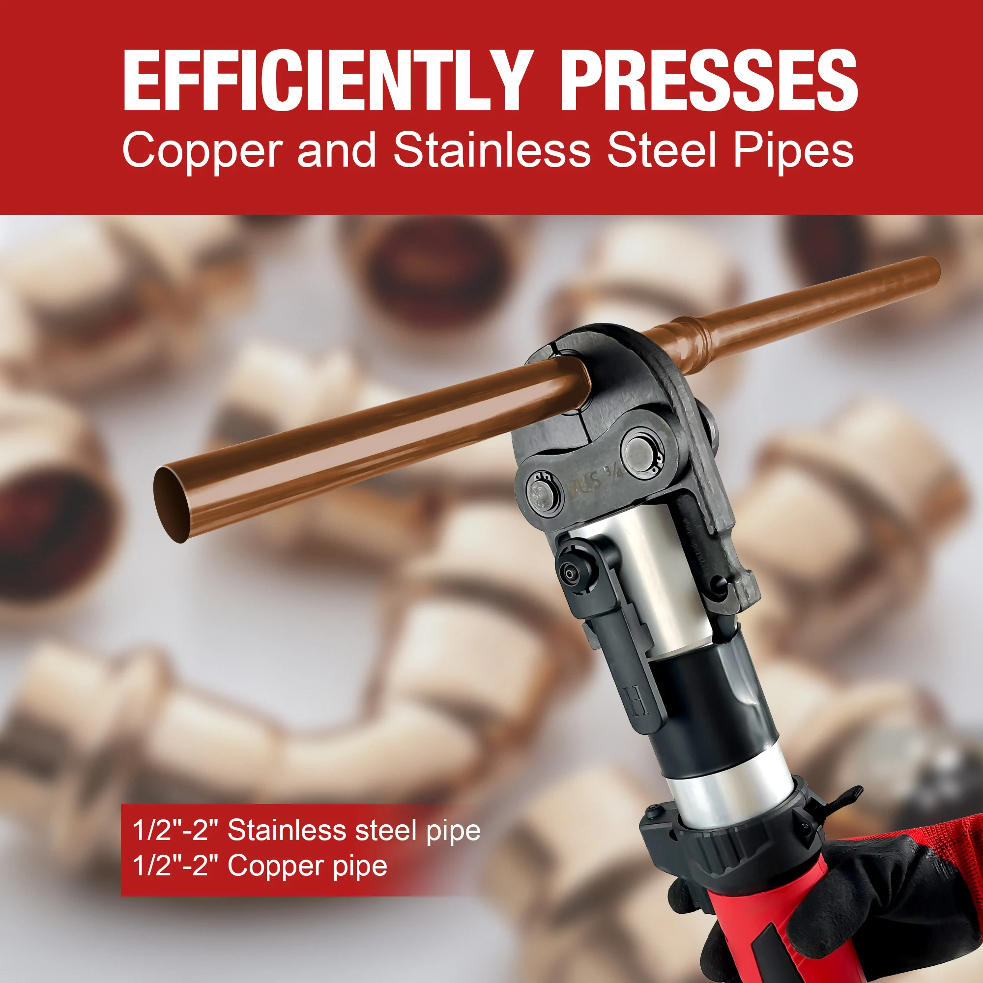 HZT-50 Rechargeable Powered Hydraulic Electric Pipe Crimping Tool Plumbing Copper Pipe Pex Pipe Crimping Tool Set