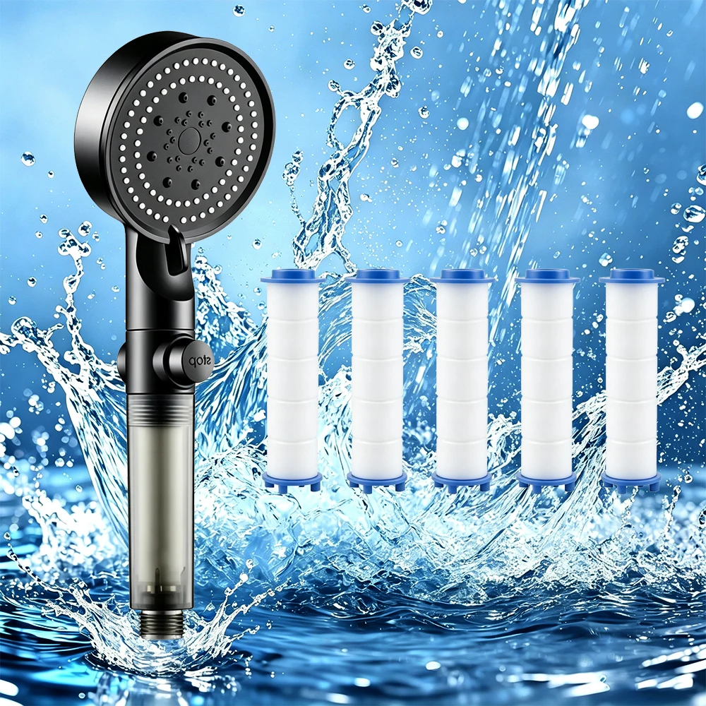 Handheld Shower Head High Pressure Filter - Grijze filterhanddouche met hoge druk, inclusief