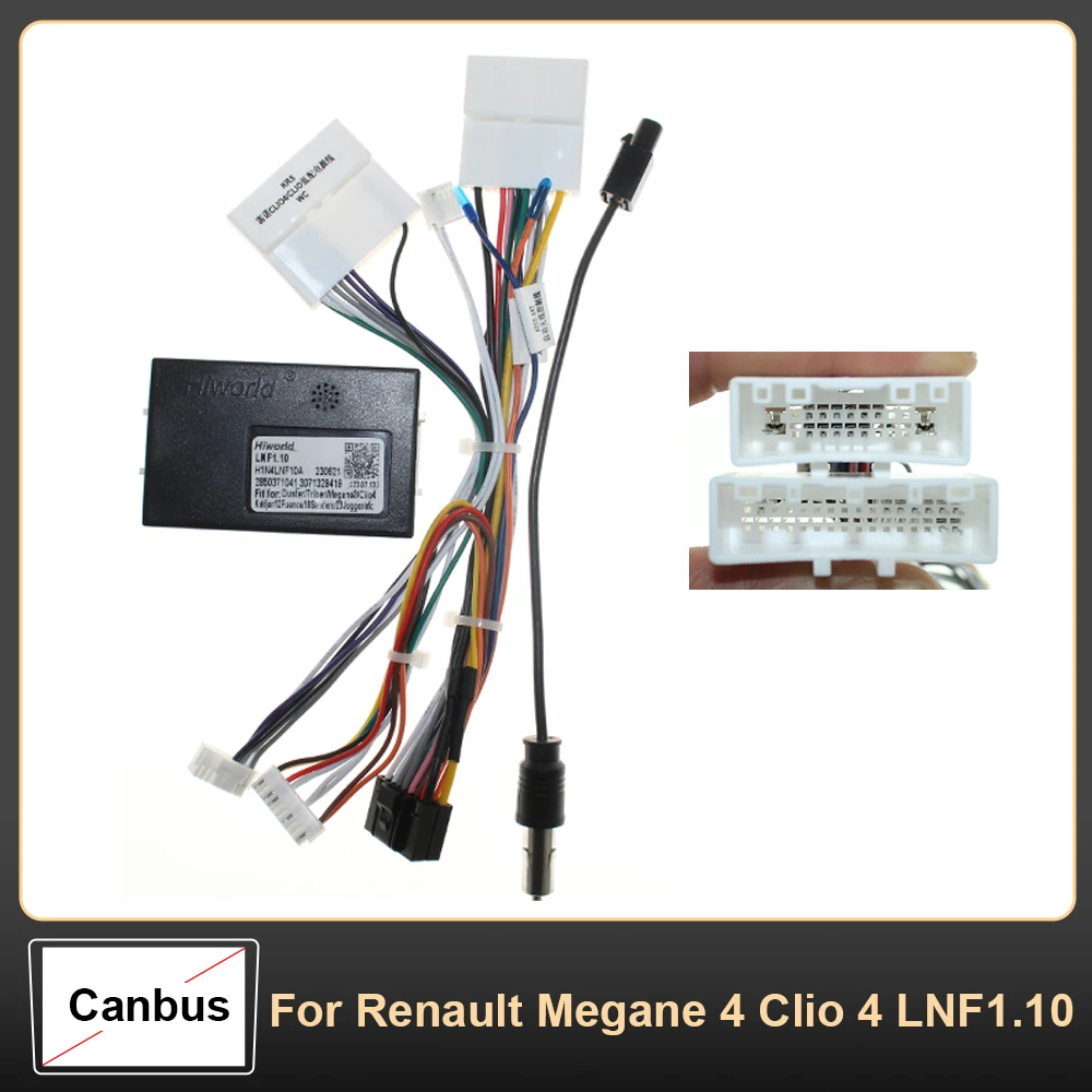 

16-контактный автомобильный жгут проводов, адаптер Canbus Box, декодер Koleos Android, кабель питания для Renault Megane 4 Clio 4 LNF1.10