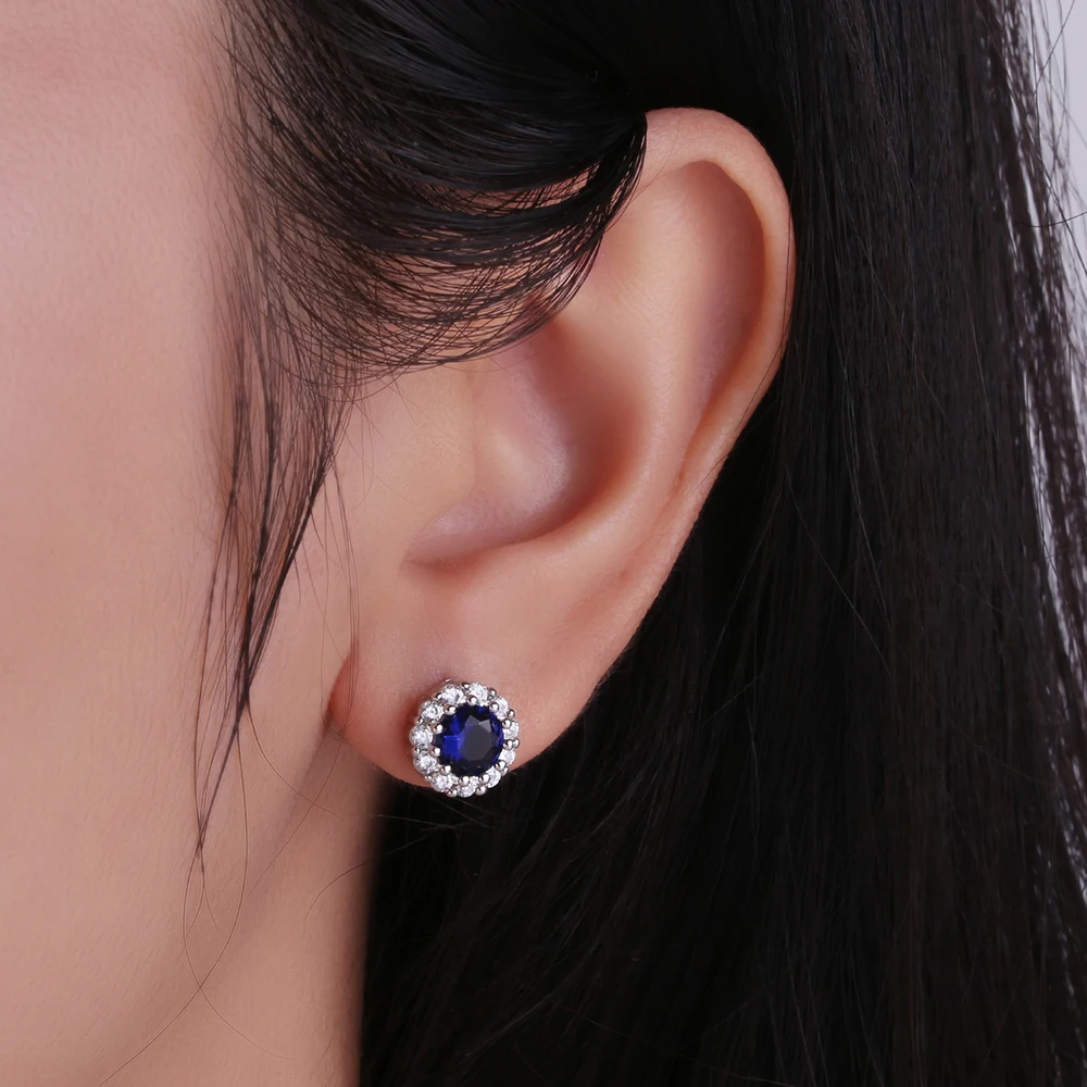 Pendientes geométricos de circonia cúbica para mujer, aretes minimalistas de piedra azul, Piercing para mujer