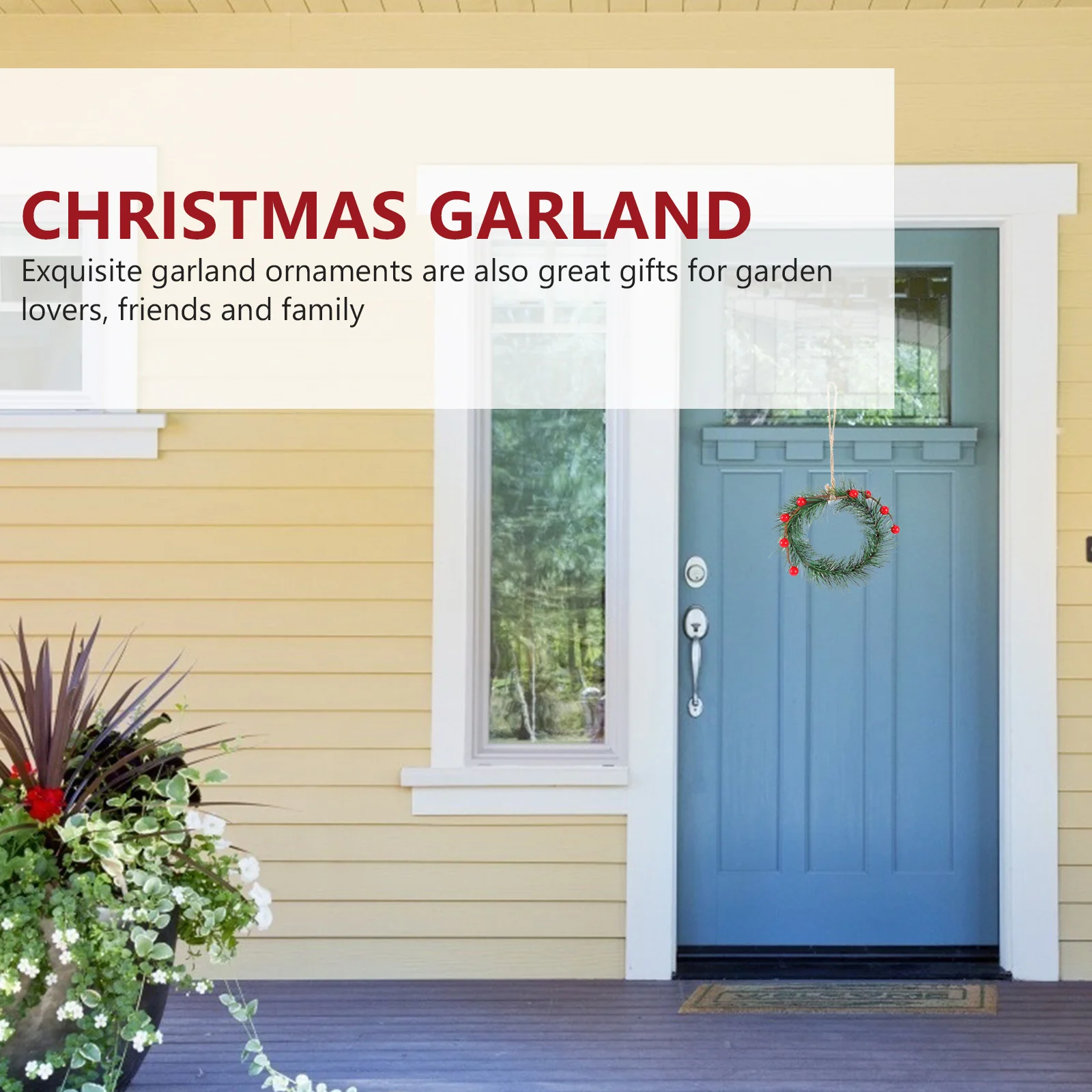 

3Pcs Christmas Garland Red Berry Wreath Realistic Xmas Hanging Garland Ornament for Outdoor Home Decoration