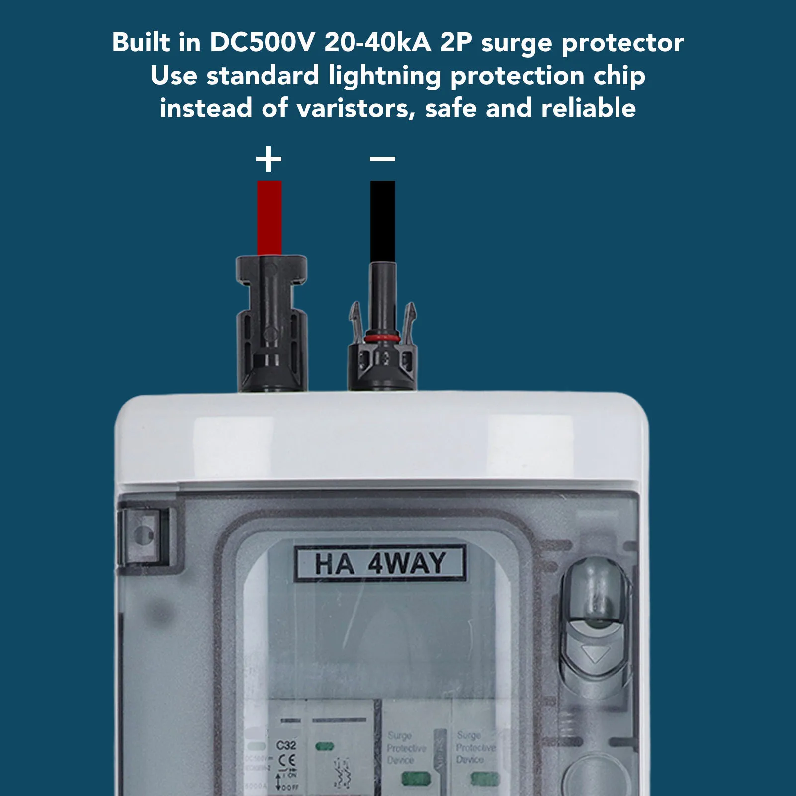 PV Combiner Box IP65 Waterproof Solar Photovoltaic Combiner Box with DC500V 32A Circuit Breaker Surge Protector image 2