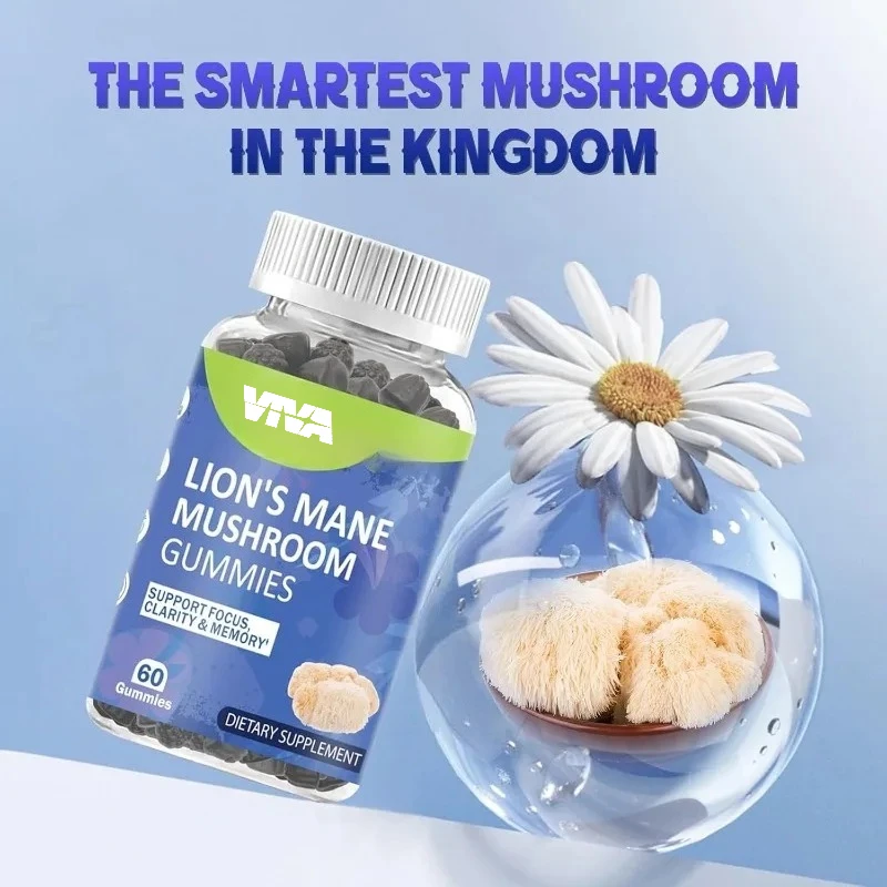 

Кусочки-грибы Lion Mane, 1000 мг, веганские и жевательные конфеты, жевательные конфеты, со смешанным вкусом ягод, 60 жвачек