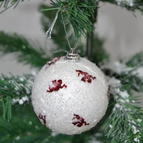 Can New year 12li Luxury Gift Boxed Silvery Cici Ball Christmas Tree Ornament 6cm