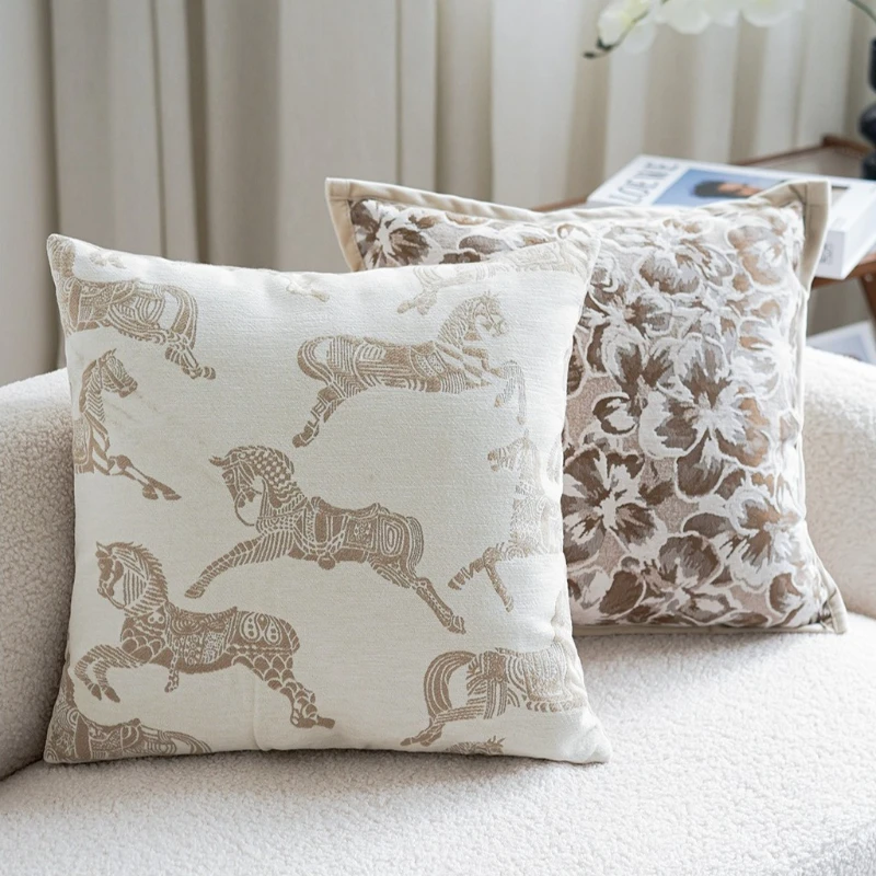Luxury Textured Throw Cushion Cover Chenille Jacquard Floral 3D Bubble Pillow Case Neutral Vintage Decorative Sofa Cushion Case